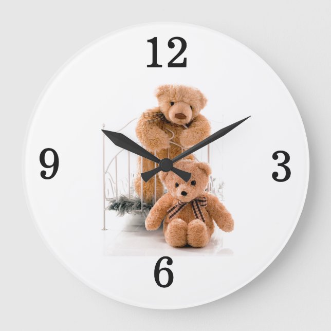 Reloj Redondo Grande Osos de peluche (Anverso)