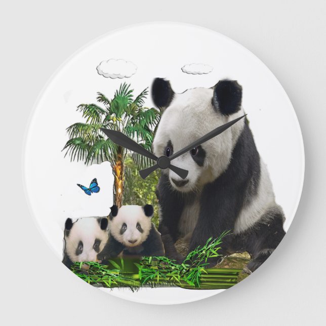 Reloj Redondo Grande Osos panda (Anverso)