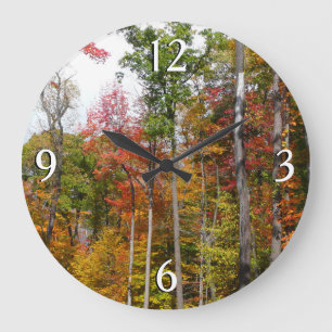 Reloj Redondo Grande Otoño en el bosque Fotografía colorida de otoño