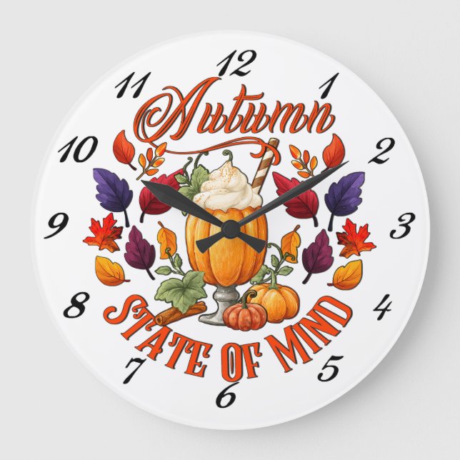 Reloj Redondo Grande Otoño Estado De Mente (Anverso)