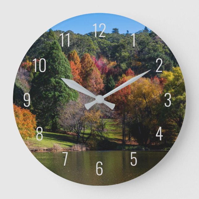 Reloj Redondo Grande Otoño Temporada de Otoño Árboles Naturales Paisaje (Anverso)