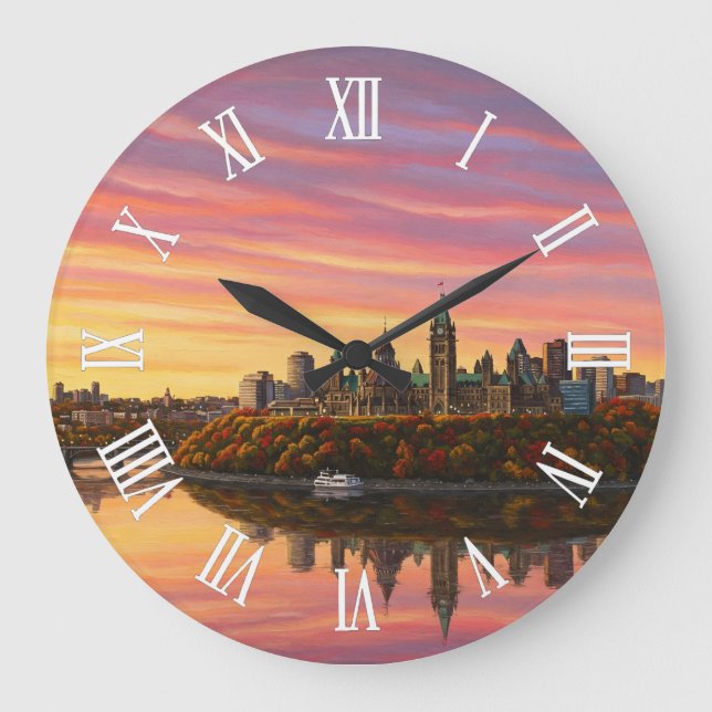 Reloj Redondo Grande Ottawa Canada Travel (Anverso)