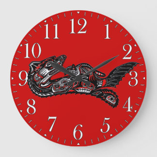 Reloj Redondo Grande Otter materno al estilo haitiano y arte nativo de 