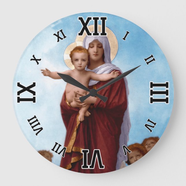 Reloj Redondo Grande Our Lady of the Angels by William Bouguereau (Anverso)