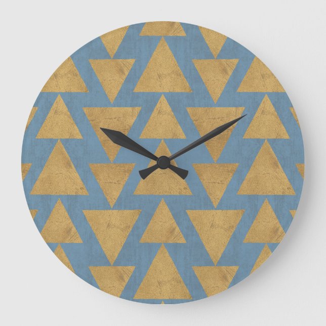 Reloj Redondo Grande Outdoor Geo Step | Gold & Blue Pattern (Anverso)