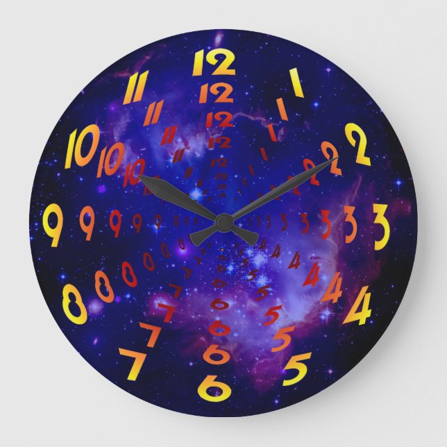 Reloj Redondo Grande Outer Space Galaxy / Nebula Wormhole Numbers (Anverso)