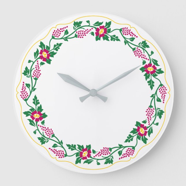 Reloj Redondo Grande Ovalado floral (Anverso)