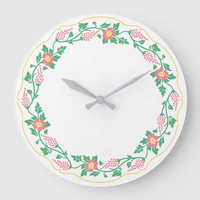 Reloj Redondo Grande Ovalado floral (Anverso)