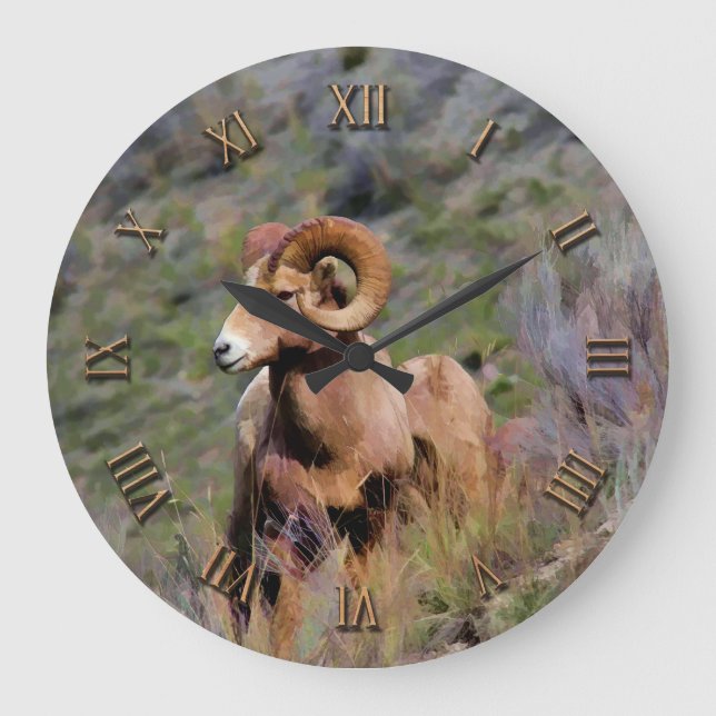 Reloj Redondo Grande Oveja Bighorn de Montaña Rocosa (Anverso)