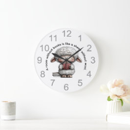 Reloj Redondo Grande Oveja linda y caprichosa leyendo un libro