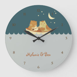 Reloj Redondo Grande Owl & Pussycat (Azul marino)