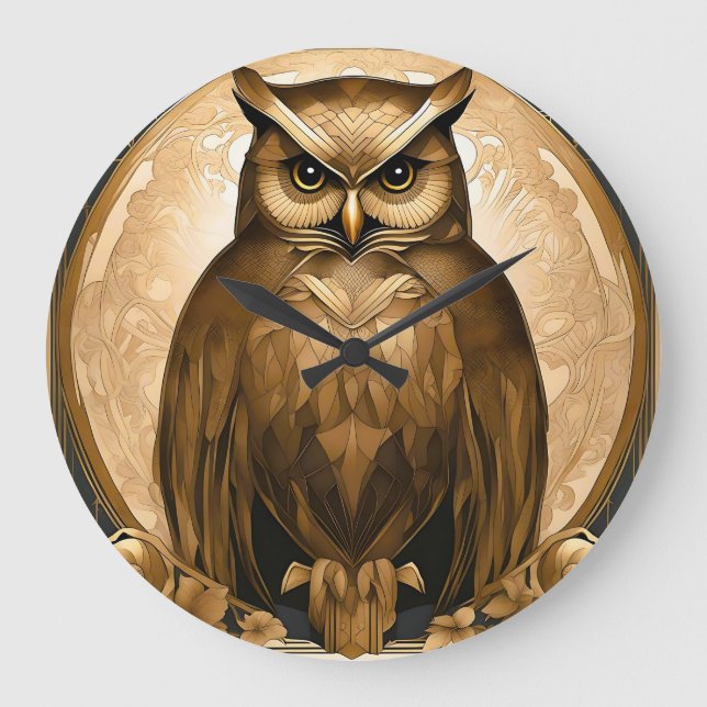 Reloj Redondo Grande Owl Retro Art Deco (Anverso)
