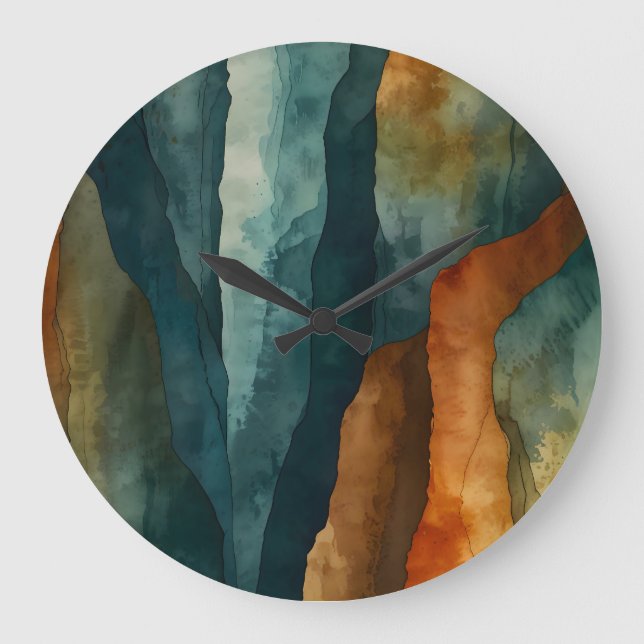 Reloj Redondo Grande Óxido y Verde azulado (Anverso)