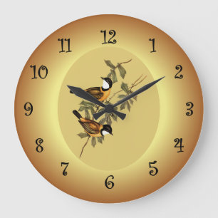 Reloj Redondo Grande Pachycephala de cola negra ~ Elizabeth Gould 102 ~