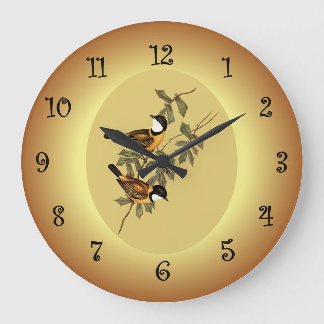 Reloj Redondo Grande Pachycephala de cola negra ~ Elizabeth Gould 102 ~ (Anverso)