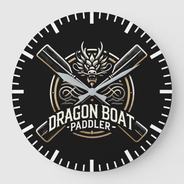 Reloj Redondo Grande Paddler de botes dragones, motivación de Carreras  (Anverso)
