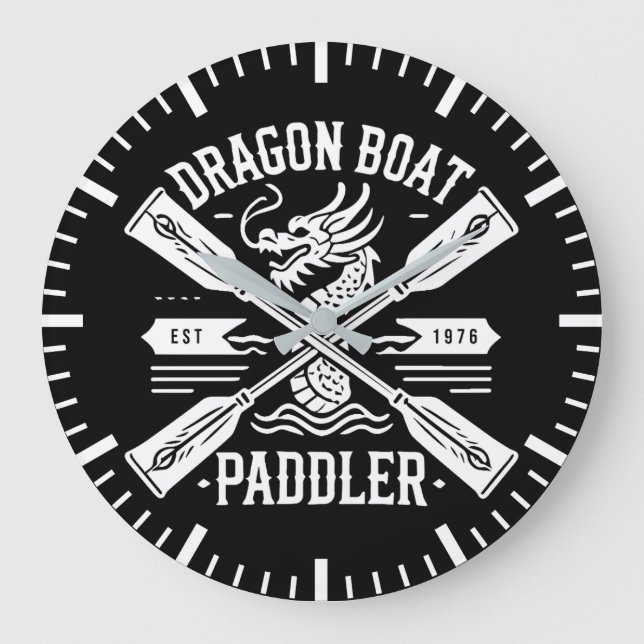Reloj Redondo Grande Paddler de botes dragones, motivación de Carreras  (Anverso)