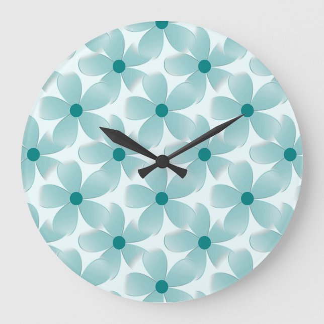 Reloj Redondo Grande Padrão floral verde. (Anverso)