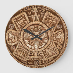 Reloj Redondo Grande Pagan tribal maya: Textura ornamental