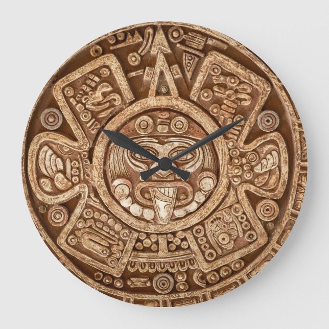 Reloj Redondo Grande Pagan tribal maya: Textura ornamental (Anverso)