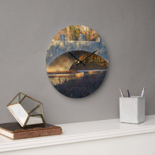 Reloj Redondo Grande Painted Bridge at Sunset by Shirley Taylor