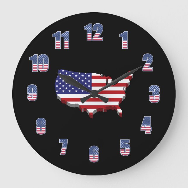 Reloj Redondo Grande País Patriótico Americano (Anverso)