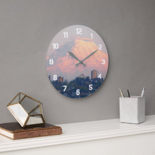 Reloj Redondo Grande Paisaje Alpenglow del Monte Rainier