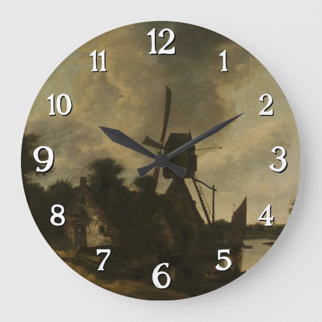 Reloj Redondo Grande Paisaje con molino de viento - Salomon Rombouts (Anverso)