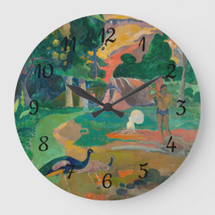 Reloj Redondo Grande Paisaje de Paul Gauguin Matamoe con pavos reales