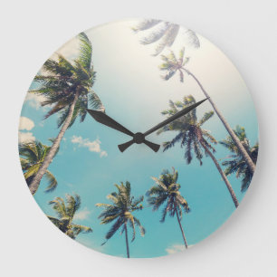 Reloj Redondo Grande Paisaje de playa tropical de tranquilidad