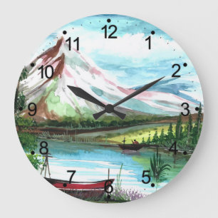 Reloj Redondo Grande Paisaje de primavera dibujado a mano - 24531