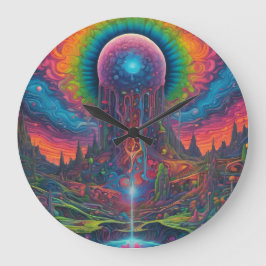 Reloj Redondo Grande Paisaje de Sueños Psicodélicos
