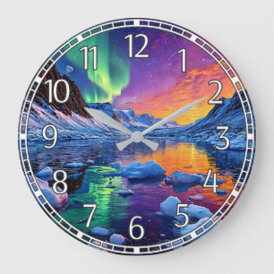 Reloj Redondo Grande Paisaje del Ártico