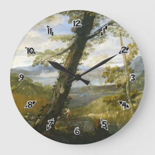 Reloj Redondo Grande Paisaje Del Río Por Annibale Carracci