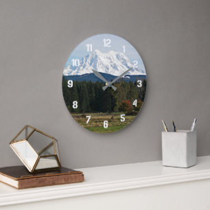 Reloj Redondo Grande Paisaje escénico del Monte Rainier