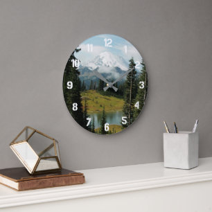Reloj Redondo Grande Paisaje escénico del Monte Rainier