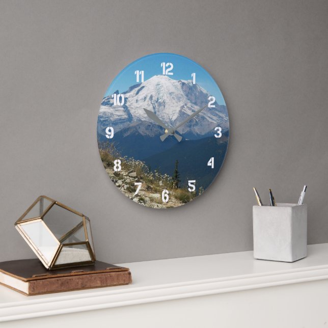Reloj Redondo Grande Paisaje majestuoso del Monte Rainier (Oficina)