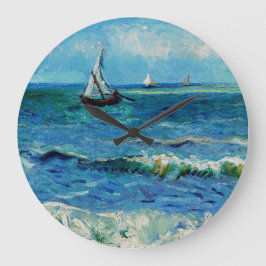 Reloj Redondo Grande Paisaje marino en Les Saintes-Maries Arte Fino