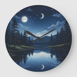Reloj Redondo Grande Paisaje natural por la noche