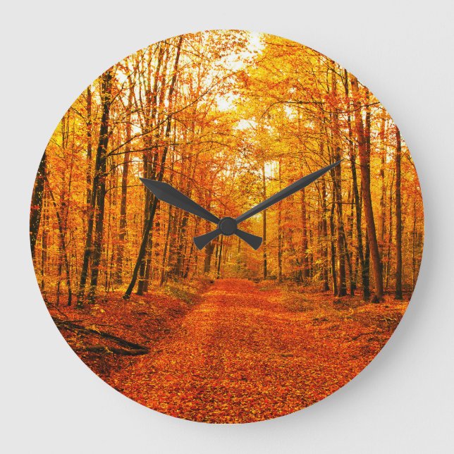 Reloj Redondo Grande Paisaje pintoresco del Camino Otoño (Anverso)