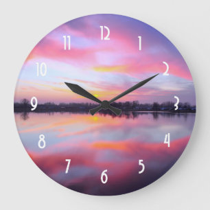 Reloj Redondo Grande Paisaje rosa escénico