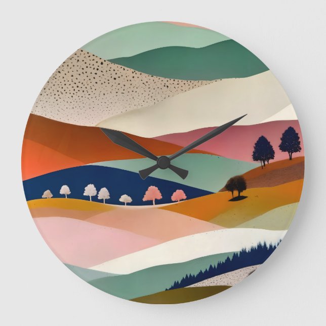 Reloj Redondo Grande Paisaje texturizado (Anverso)