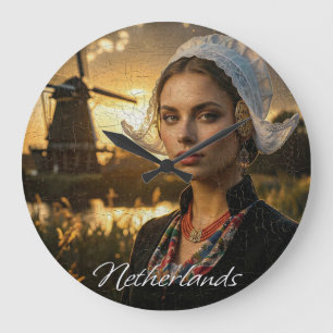 RELOJ REDONDO GRANDE PAÍSES BAJOS - PINTURA AL ÓLEO
