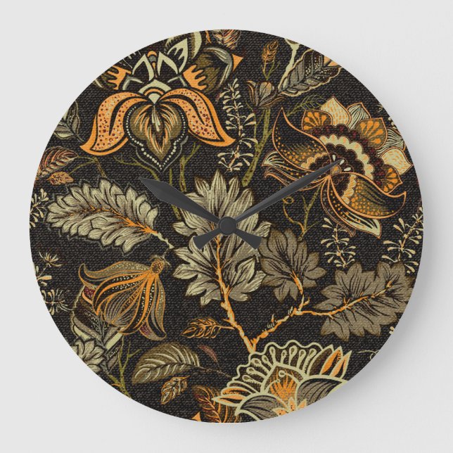 Reloj Redondo Grande Paisley floral india, patrón étnico sin fisuras. (Anverso)