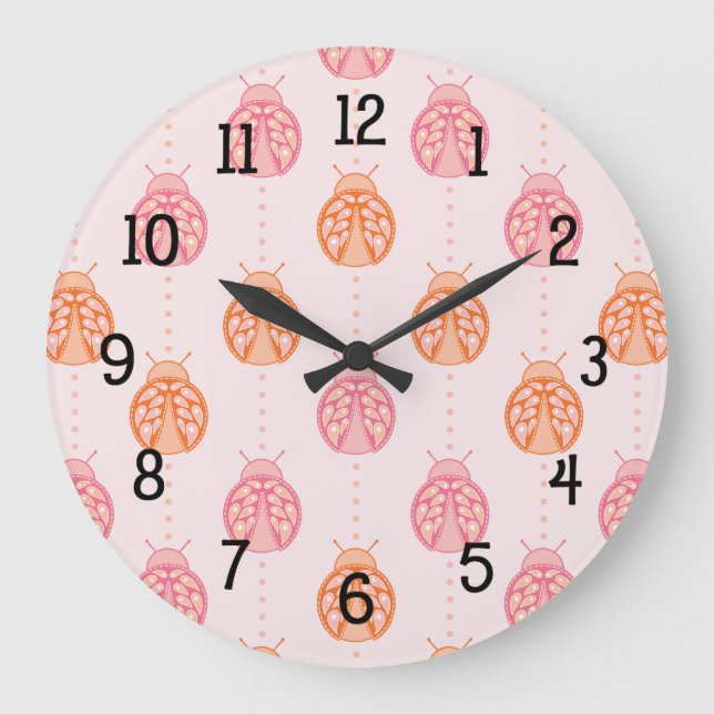 Reloj Redondo Grande Paisley Ladybug (Anverso)