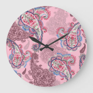 Reloj Redondo Grande Paisley Pastel, patata tradicional sin costura