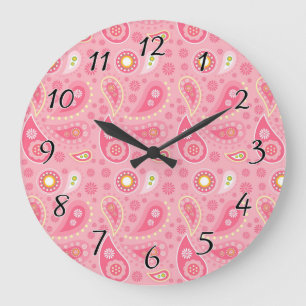 Reloj Redondo Grande Paisley positivamente rosada