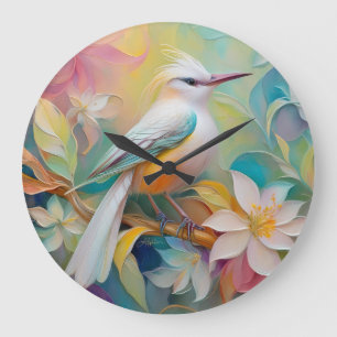Reloj Redondo Grande Pájaro de Fantasía Rumped Dorado