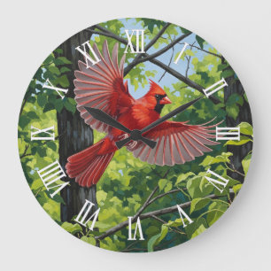 Reloj Redondo Grande Pájaro del estado de Virginia Occidental, cardenal