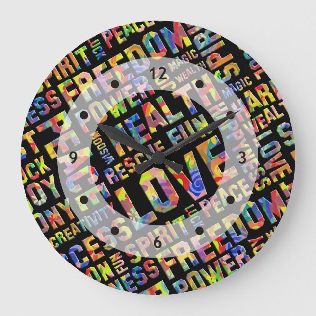 Reloj Redondo Grande Palabras Del Modo Espíritu / Pensamiento Positivo  (Anverso)